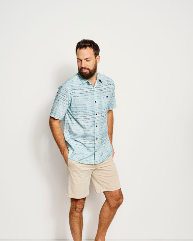 Hemp/TENCEL Stretch Short-Sleeve Shirt - BLUE FOG image number 2