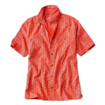 Hemp/Tencel Stretch Short-Sleeved Shirt - WASHED SIENNA HERRINGBONE