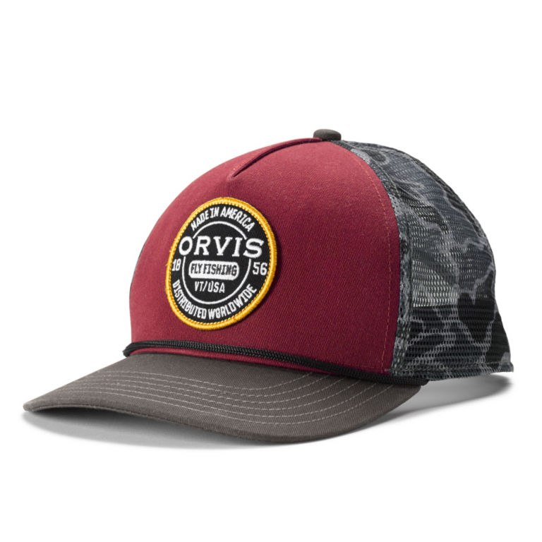 Worldwide Camo Mesh Trucker Hat - WASHED RED image number 0