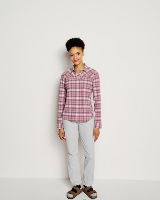 stretch plaid shirt womens
