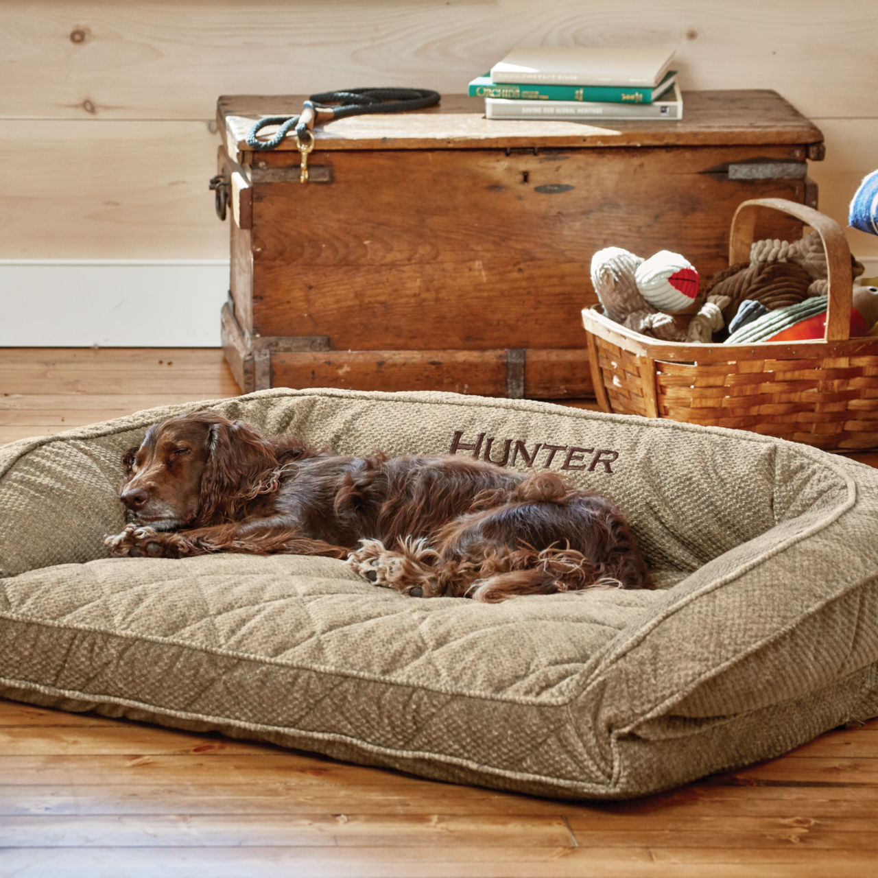 Orvis ComfortFill-Eco™ Bolster Dog Bed - BROWN TWEED image number 1