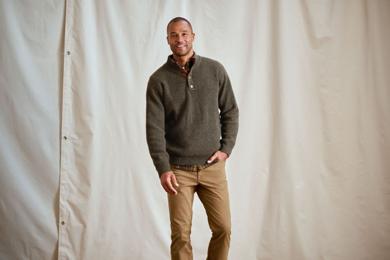 Quail Creek Button Mock Pullover - TARRAGON