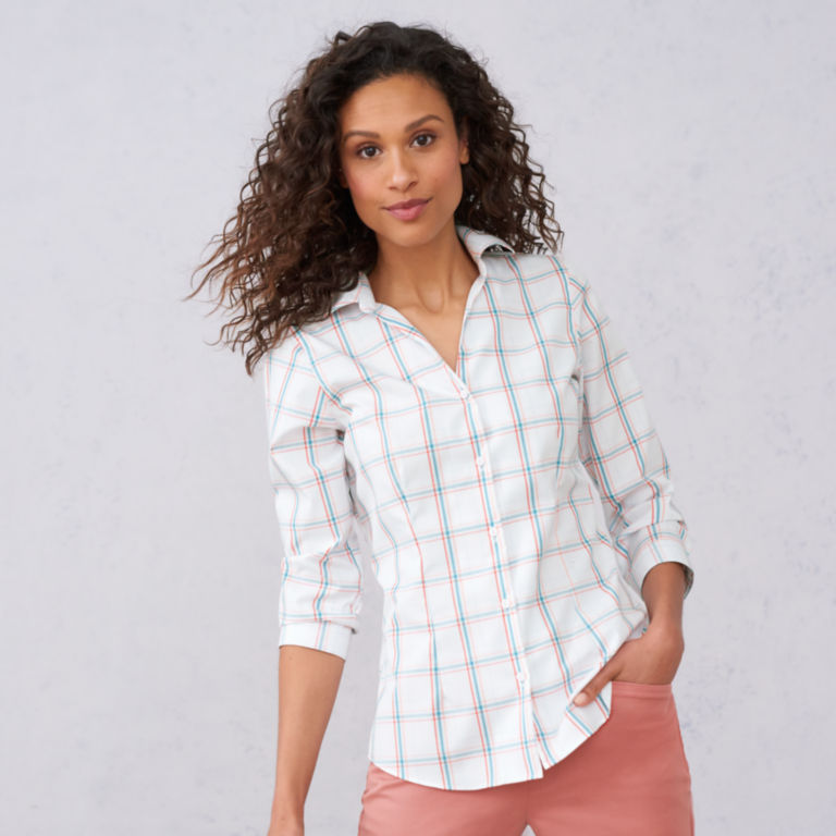 Wrinkle-Free Three-Quarter-Sleeved Patterned Shirt -  image number 5