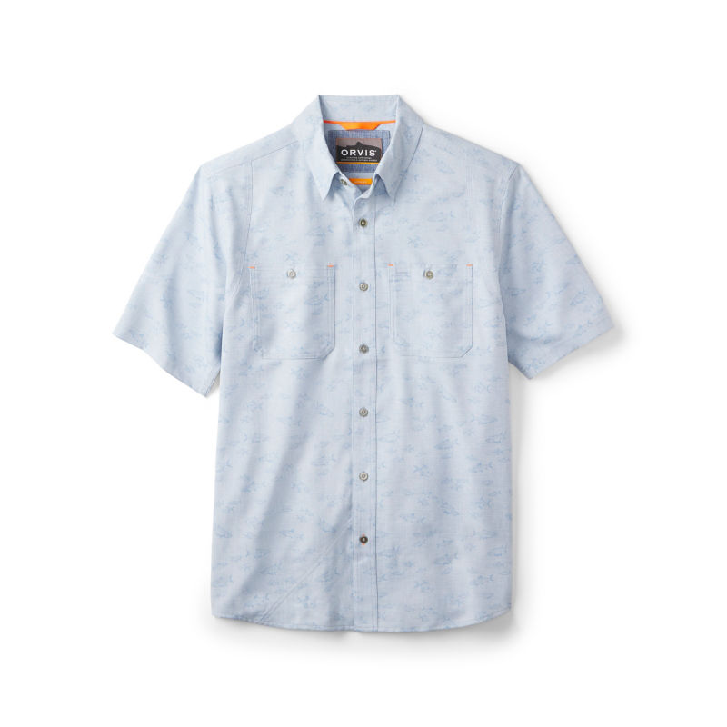 Men&rsquo;s Tech Chambray Short-Sleeve Work Shirt - BLUE FOG SALTWATER FISH PRINT image number 0