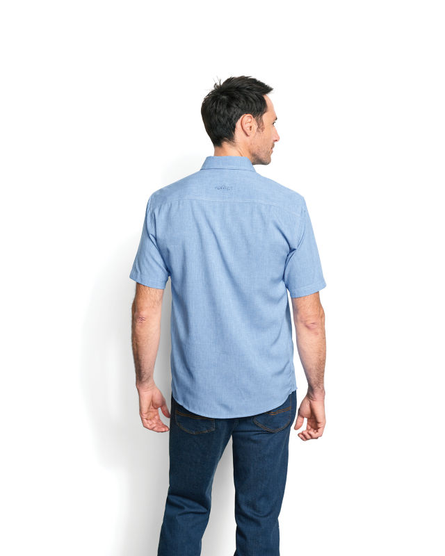 Men's Tech Chambray Short-Sleeve Work Shirt - MEDIUM BLUE image number 3