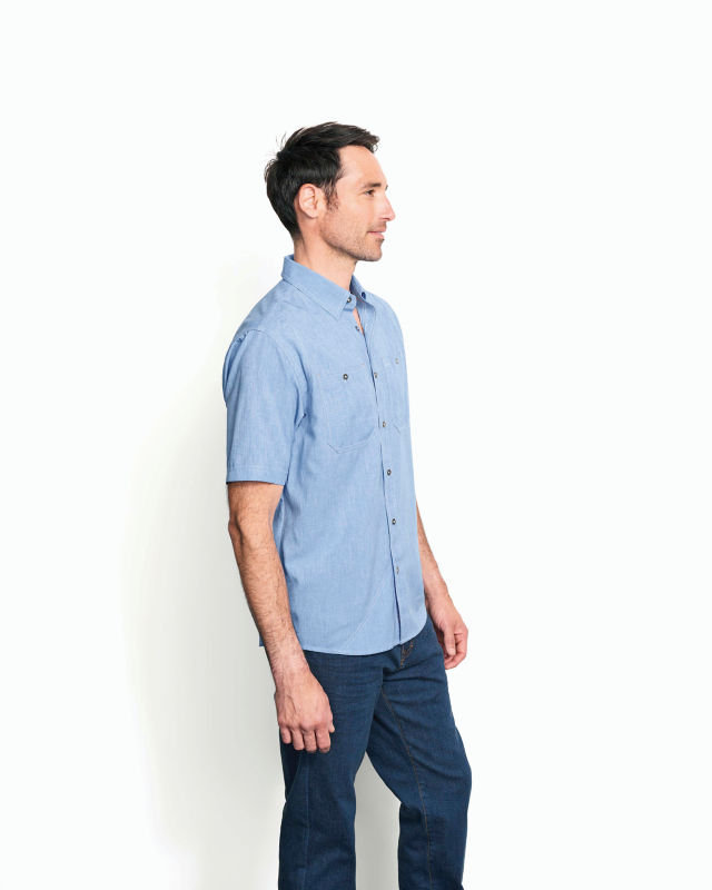Men's Tech Chambray Short-Sleeve Work Shirt - MEDIUM BLUE image number 2