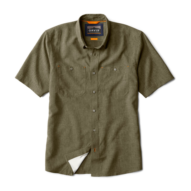 Men&rsquo;s Tech Chambray Short-Sleeve Work Shirt - DEEP TARRAGON