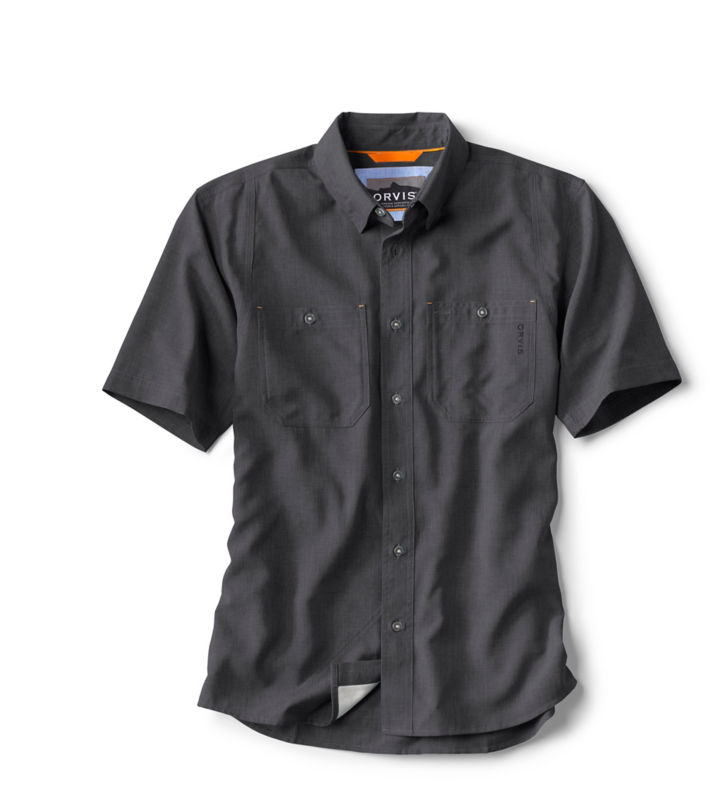 Men&rsquo;s Tech Chambray Short-Sleeve Work Shirt - BLACK image number 3