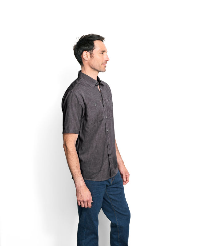 Men&rsquo;s Tech Chambray Short-Sleeve Work Shirt - BLACK image number 1