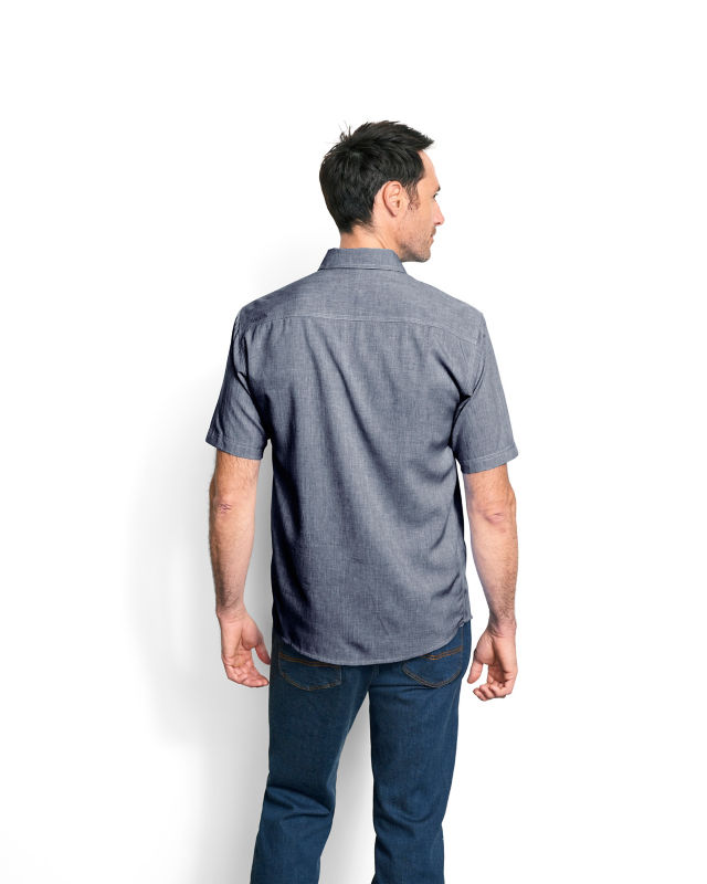 Men&rsquo;s Tech Chambray Short-Sleeve Work Shirt - BLUE CHAMBRAY image number 2