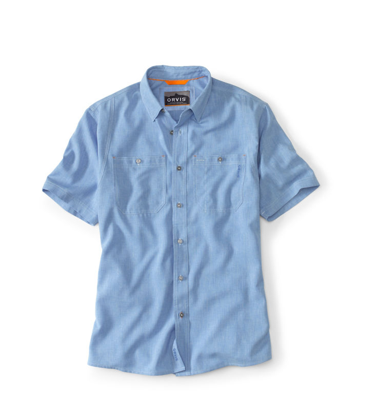 Men's Tech Chambray Short-Sleeve Work Shirt - MEDIUM BLUE image number 0