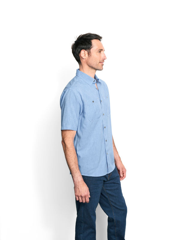 Men's Tech Chambray Short-Sleeve Work Shirt - MEDIUM BLUE image number 2