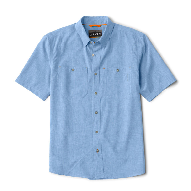Men's Tech Chambray Short-Sleeve Work Shirt - MEDIUM BLUE image number 4