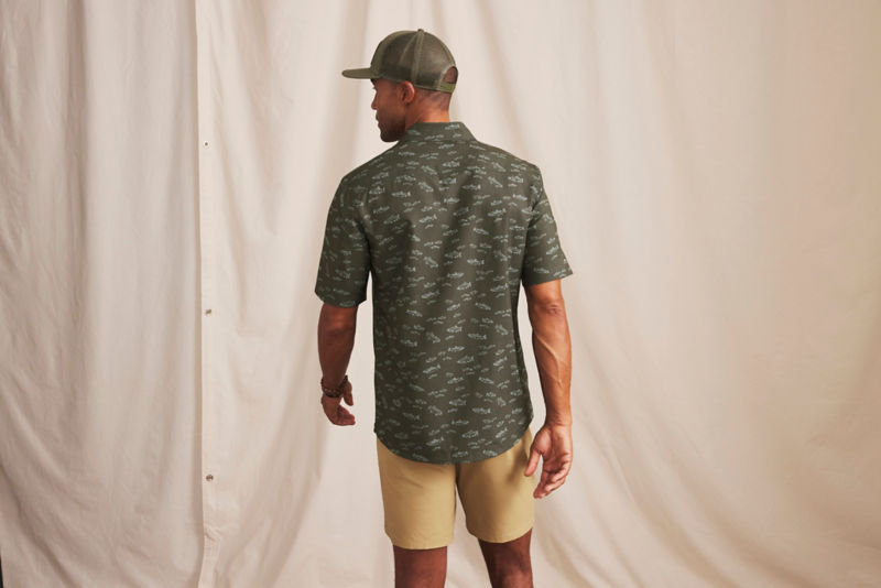 Men&rsquo;s Tech Chambray Short-Sleeve Work Shirt - ROSEMARY FRESHWATER PRINT image number 5