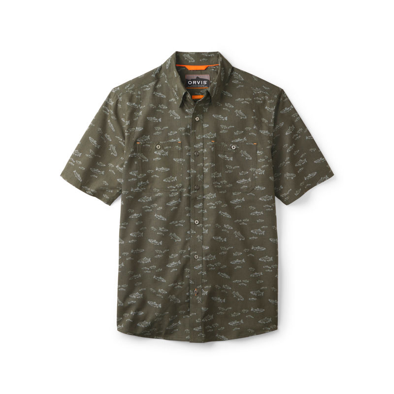 Men&rsquo;s Tech Chambray Short-Sleeve Work Shirt - ROSEMARY FRESHWATER PRINT image number 6