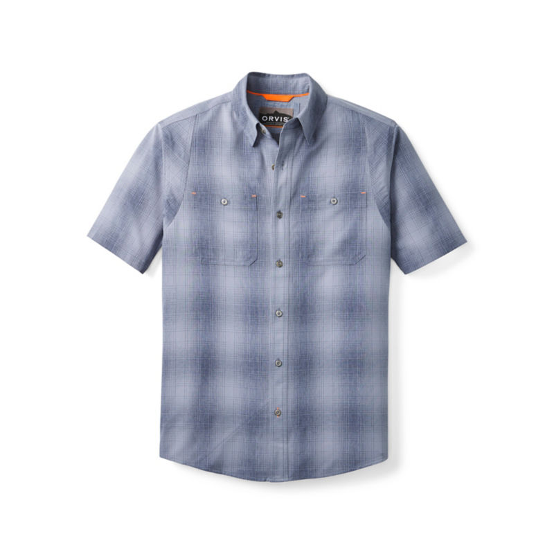 Men&rsquo;s Tech Chambray Short-Sleeve Work Shirt - BLUE HAZE/TRUE NAVY PLAID image number 4