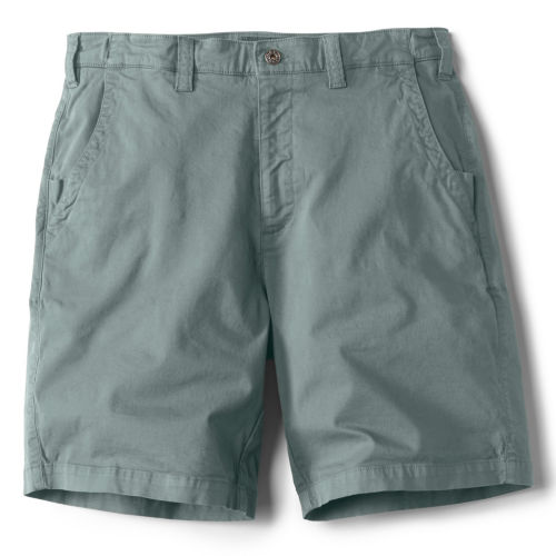 A pair of grey/blue shorts.