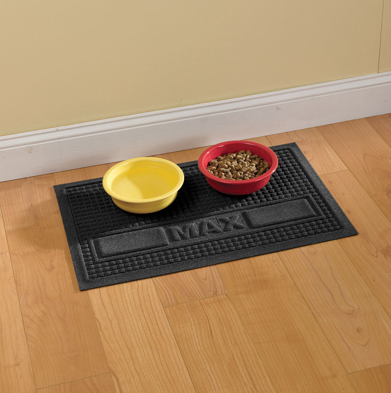 Personalized Recycled WaterHog&reg; Grid Pet Placemat - CHARCOAL image number 0