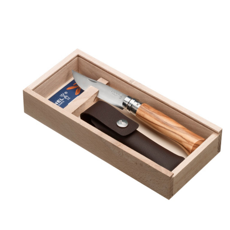 Opinel®  Nº08 Stainless Olive Wood and Sheath Gift Set -  image number 0