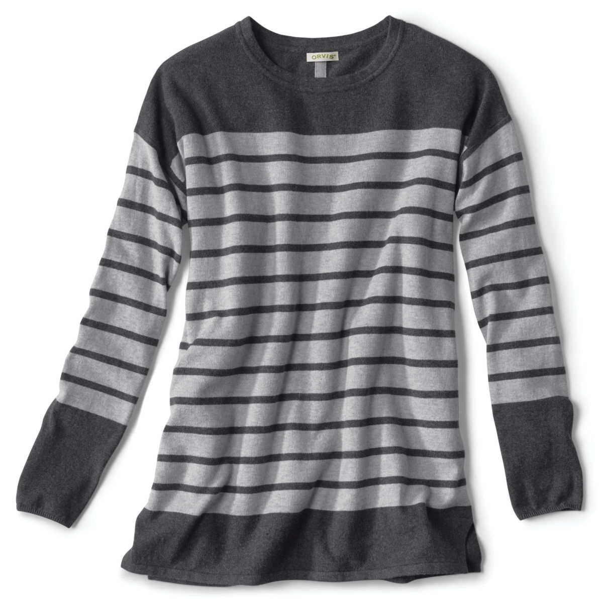Cotton/Cashmere/Silk Striped Tunic Sweater - image number 0