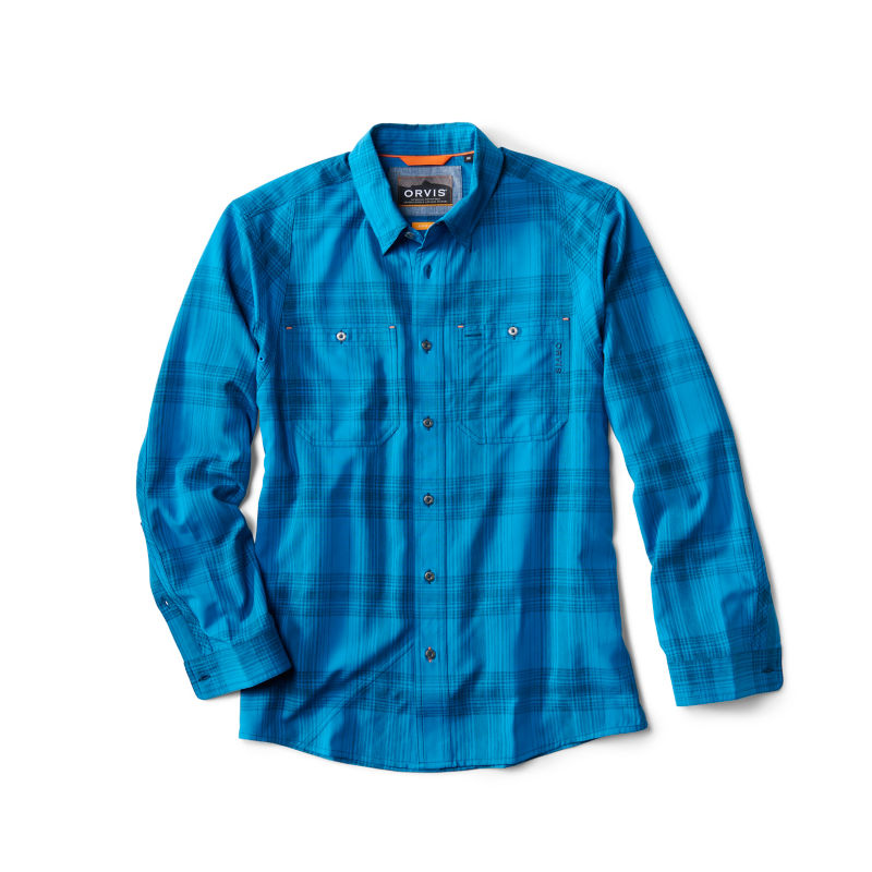 Men's Tech Chambray Long-Sleeve Work Shirt - NAVY/PACIFIC BLUE PLAID