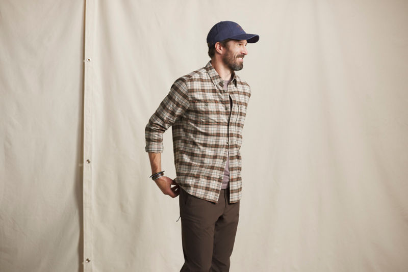 Flat Creek Tech Flannel Shirt - MUSHROOM/EMBER PLAID image number 1