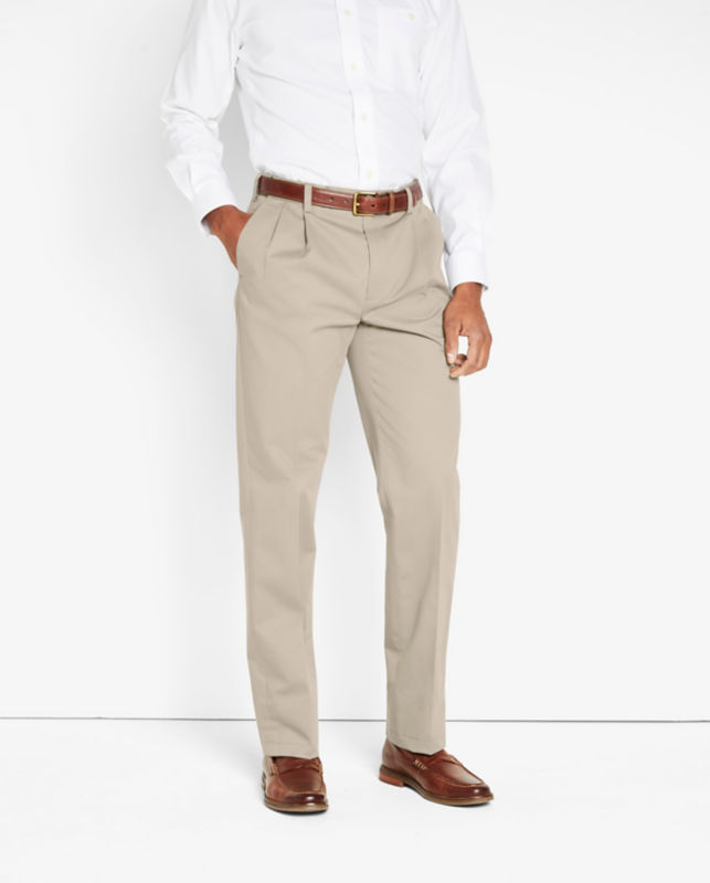 Wrinkle-Free Stretch Chinos Pleated - KHAKI image number 1