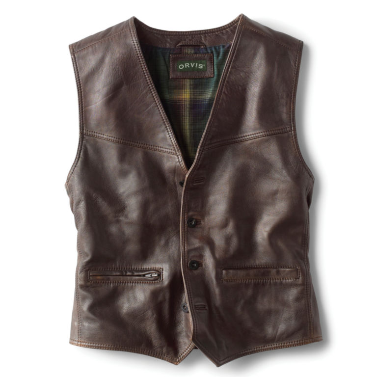 Powderhorn Leather Vest - DARK TAN image number 0