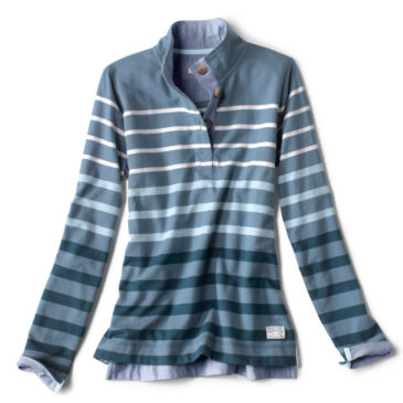 Organic Cotton Striped Quarter-Button Sweatshirt - 