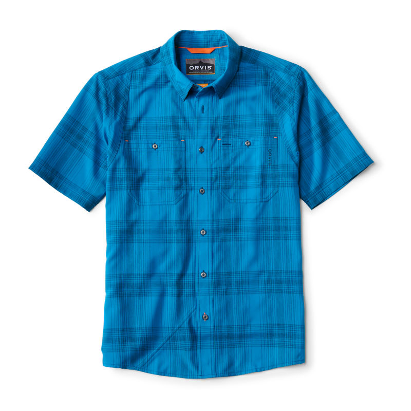Men's Tech Chambray Short-Sleeve Work Shirt - NAVY/PACIFIC BLUE PLAID image number 0