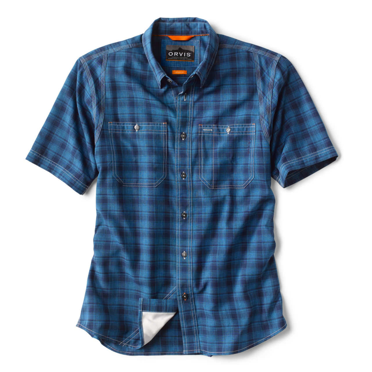 Tech Chambray Short-Sleeved Work Shirt - BLUE MOON PLAID image number 0