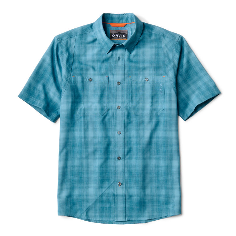 Men's Tech Chambray Short-Sleeve Work Shirt - BLUE LAGOON PLAID