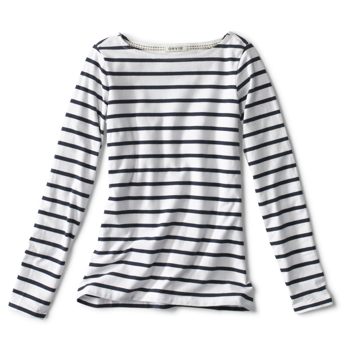 Classic Cotton Boatneck Striped Tee - image number 0