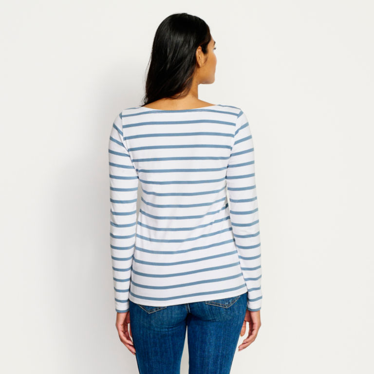 Classic Cotton Boatneck Striped Tee -  image number 2