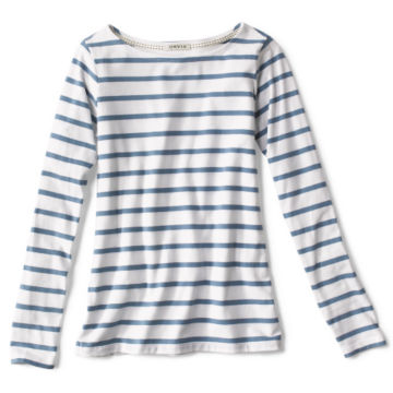 Classic Cotton Boatneck Striped Tee -  image number 3