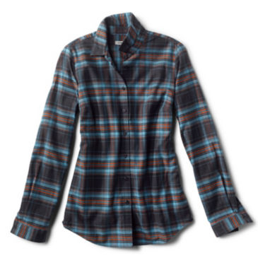 Women’s Lodge Flannel Plaid Shirt - BLACK/STEEL BLUE PLAID