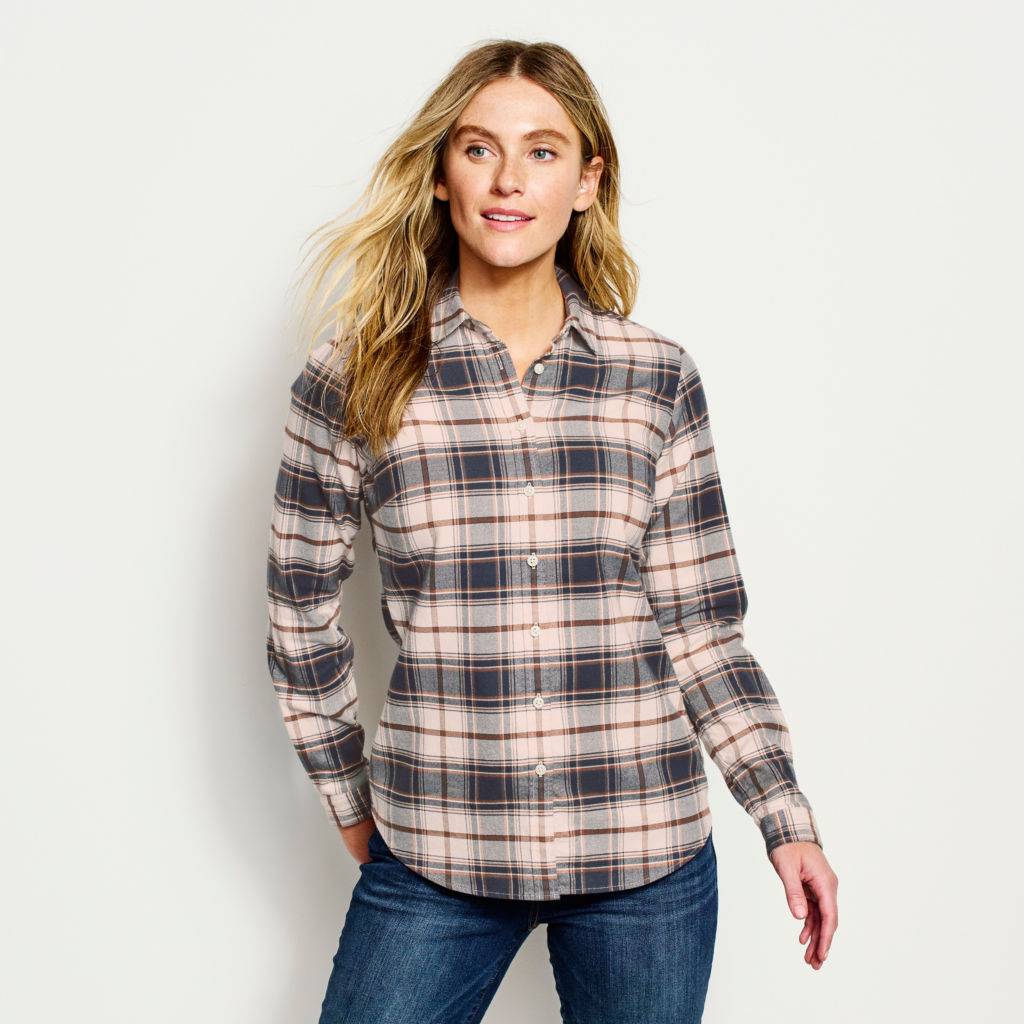 Women’s Lodge Flannel Plaid Shirt - MINERAL BLUE image number 1