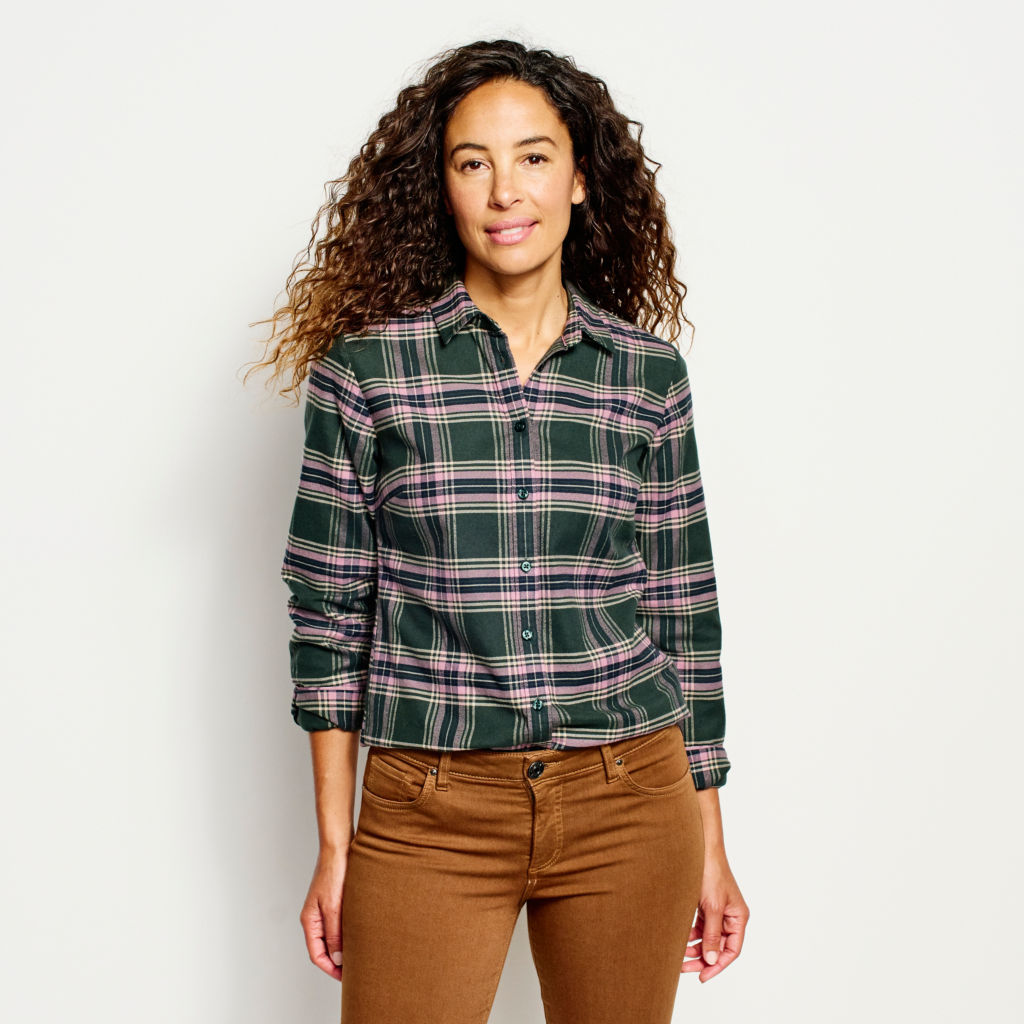 Women’s Lodge Flannel Plaid Shirt - DARK PINE image number 4