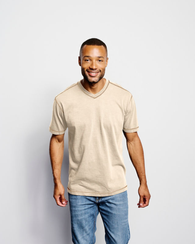 Montana Morning&reg; Short-Sleeve High V-Neck T-Shirt - CREAM image number 1