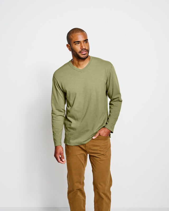 Montana Morning&reg; Long-Sleeve High V-Neck T-Shirt - LODEN