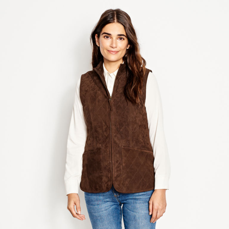 Quilted Suede Vest - COFFEE image number 2