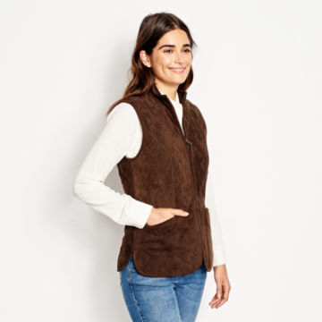 Quilted Suede Vest - COFFEE image number 3