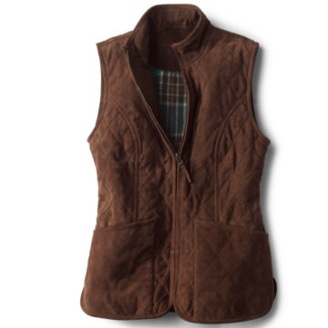 Quilted Suede Vest - COFFEE image number 0