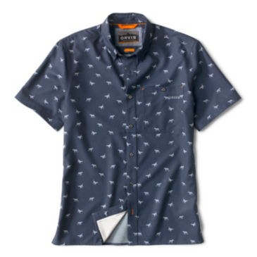 Printed Tech Chambray Short-Sleeved Shirt - NEPTUNE BLUE