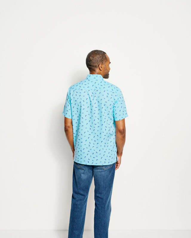 Tech Chambray Printed Short-Sleeve Shirt - SUNSET image number 3