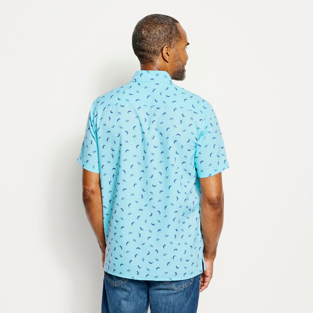 Printed Tech Chambray Short-Sleeved Shirt - CLOUD BLUE image number 3