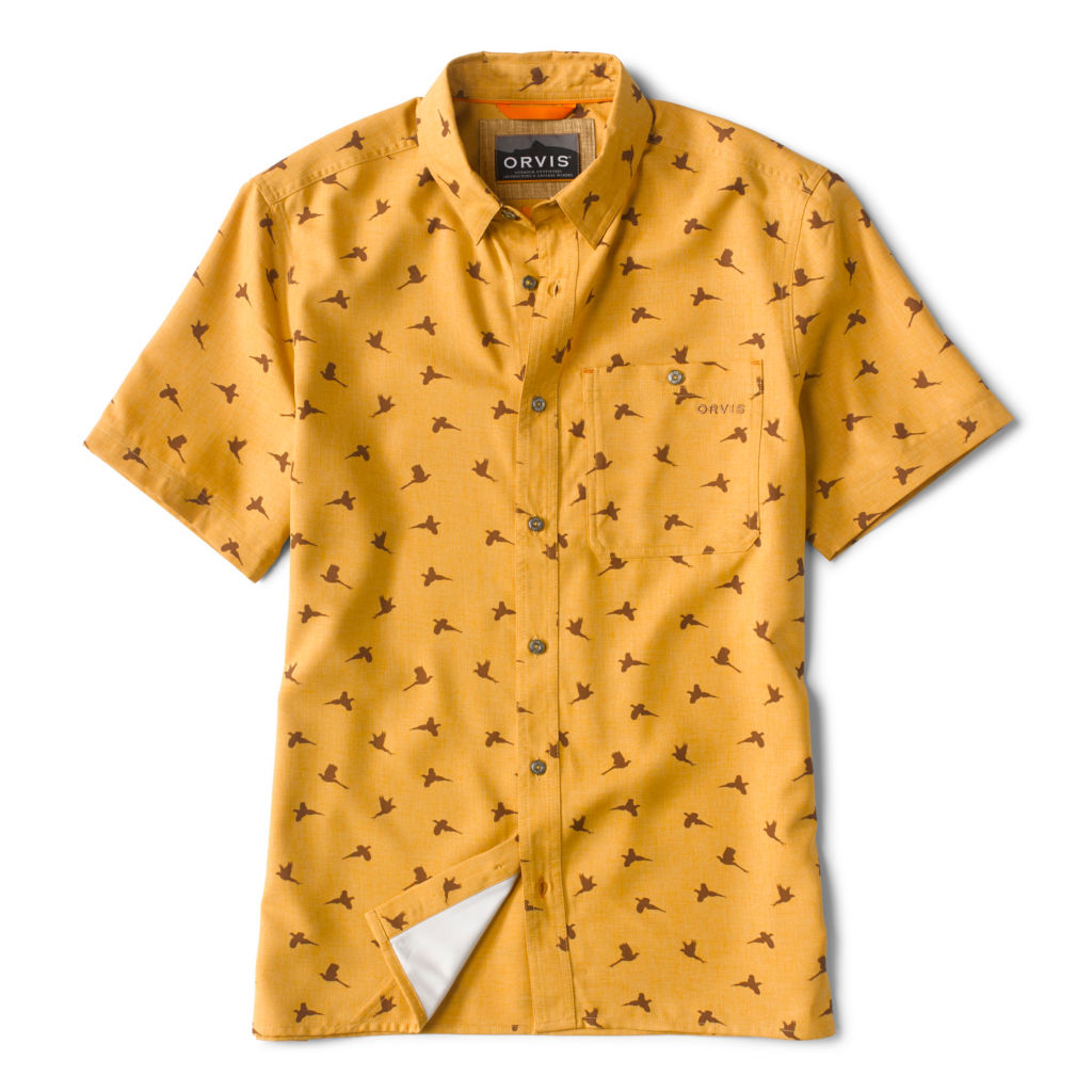 Printed Tech Chambray Short-Sleeved Shirt - PILSNER image number 0