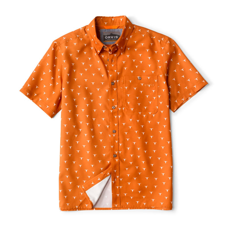 Tech Chambray Printed Short-Sleeve Shirt - SUNSET image number 0
