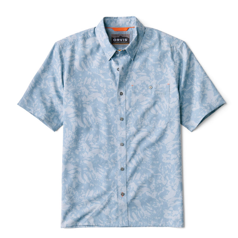 Tech Chambray Printed Short-Sleeve Shirt - MINERAL BLUE LEAF CAMO image number 0