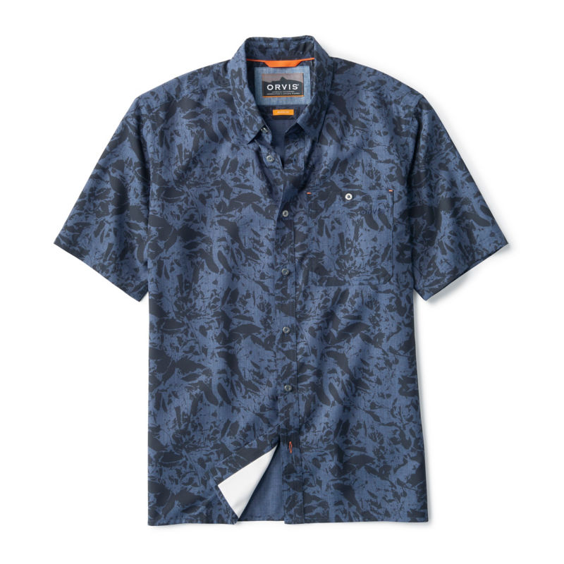 Tech Chambray Printed Short-Sleeve Shirt - NAVY LEAF CAMO image number 0